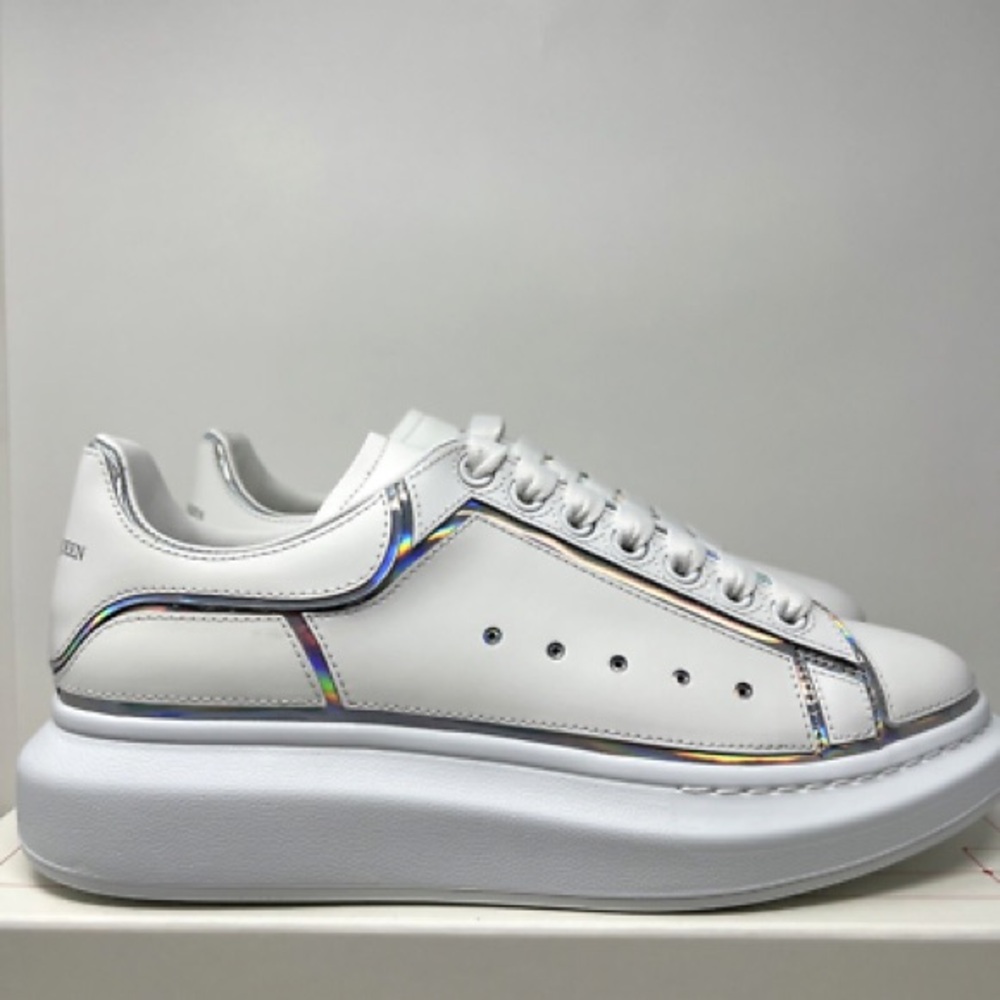 Alexander McQueen White Sneakers with Holographic Trim